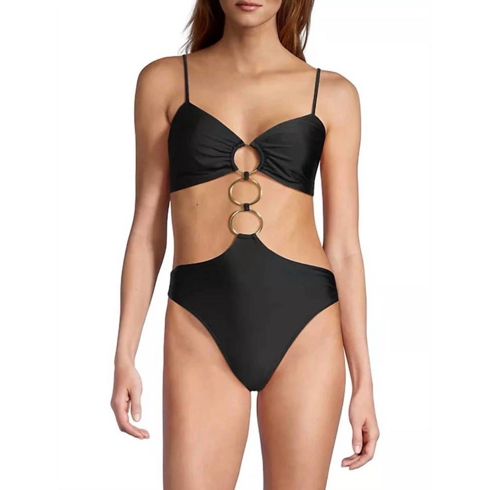 NEW RAMY BROOK zayla o-ring one piece swimsuit in black